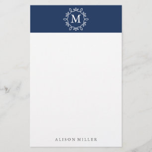 Modern Navy Monogrammed Stationery