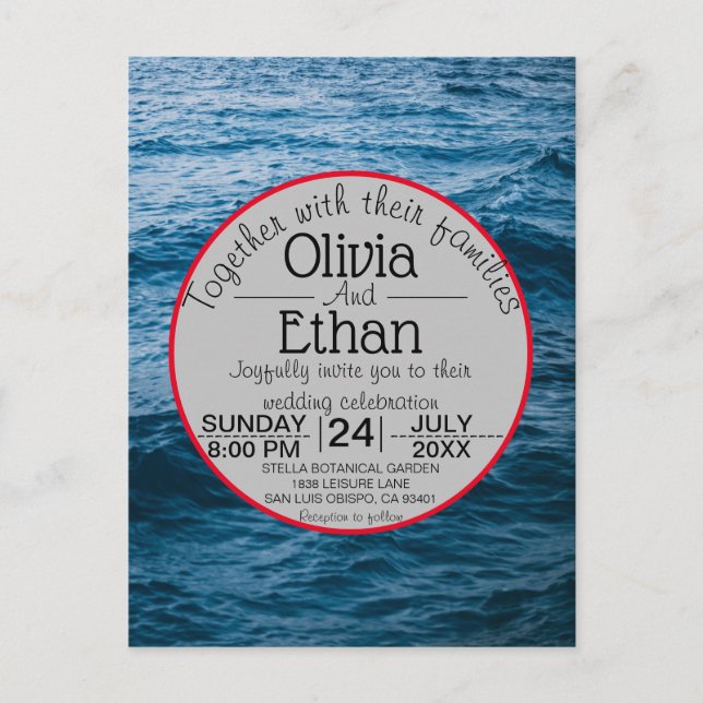 Modern navy nautical wedding invitation (Front)