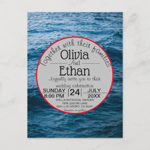 Modern navy nautical wedding invitation postcard