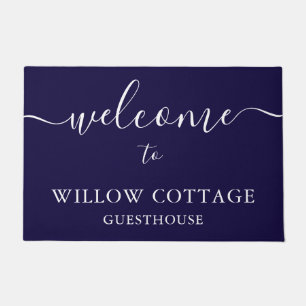 Modern Navy Personalised Guesthouse Welcome  Doormat