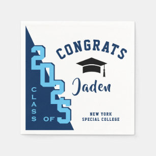 Modern Navy Pink Graduation Party Napkin