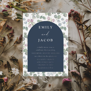 Modern Navy & Silver Botancial Watercolor Wedding