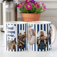 Modern Navy Stripe Best Papa Ever Photo Collage