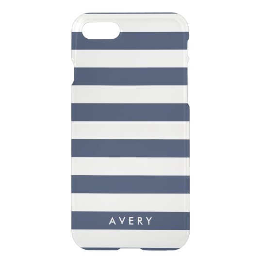 Modern Navy Stripe Clear iPhone Case
