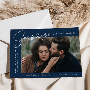 Modern Navy Surprise Photo Engagement Announcement