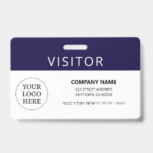 Modern Navy Visitor Pass Company Logo Badge