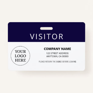 Modern Navy Visitor Pass Company Logo Badge