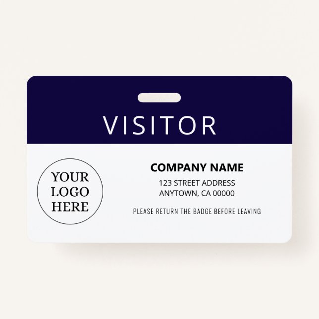 Modern Navy Visitor Pass Company Logo Badge (Front)