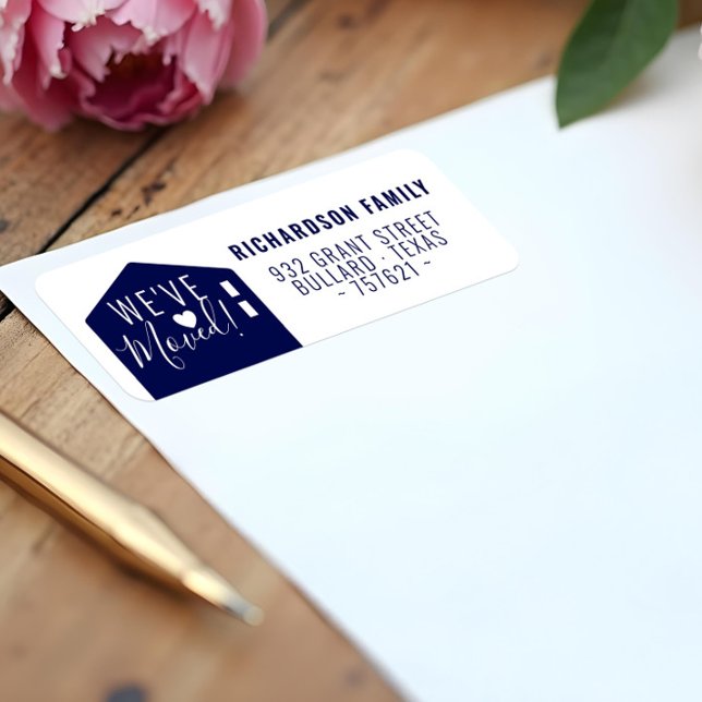 Modern Navy We've Moved New Home Address  Label (Modern Navy We've Moved New Home Address Label)