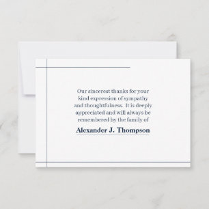 Modern Navy & White Abstract Funeral Thank You Card