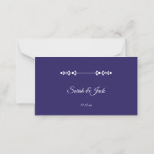 Modern Navy & White Wedding Folded Place Card
