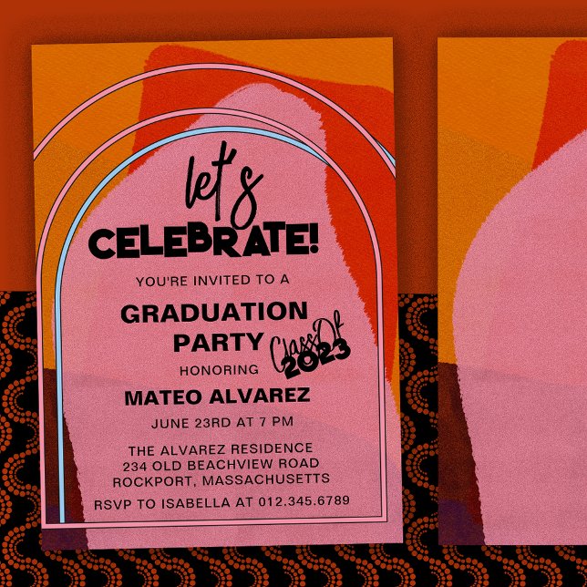 Modern Neon and Grunge Abstract Graduation Party Invitation (Creator Uploaded)