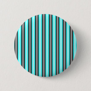 Modern Neon Blue and Black 3D Metal Effect Stripes 2 Inch Round Button