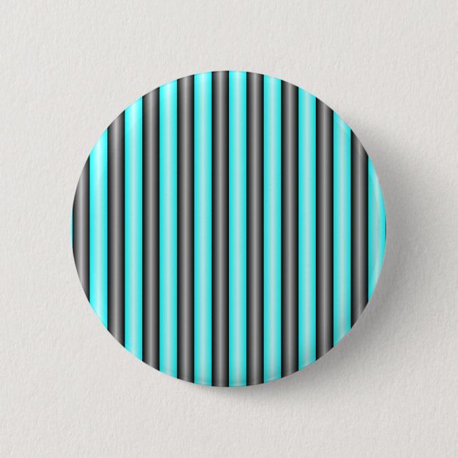 Modern Neon Blue and Black 3D Metal Effect Stripes 2 Inch Round Button (Front)