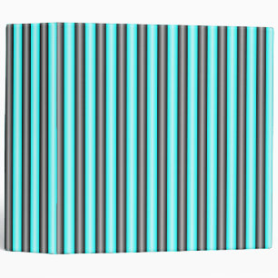 Modern Neon Blue and Black 3D Metal Effect Stripes Binder
