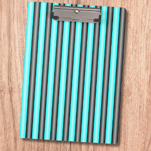 Modern Neon Blue and Black 3D Metal Effect Stripes Clipboard