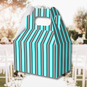 Modern Neon Blue and Black 3D Metal Effect Stripes Favor Box