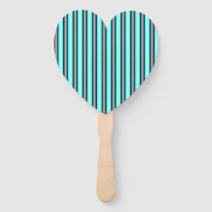 Modern Neon Blue and Black 3D Metal Effect Stripes Hand Fan