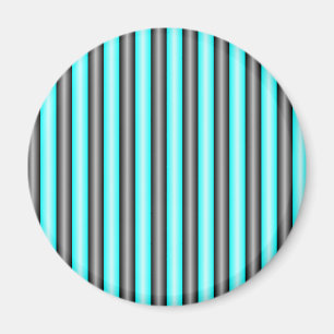 Modern Neon Blue and Black 3D Metal Effect Stripes Magnet