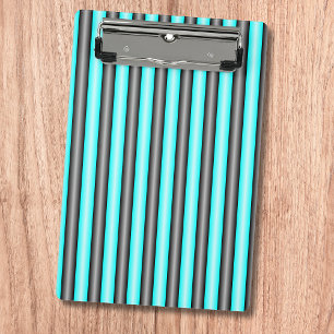 Modern Neon Blue and Black 3D Metal Effect Stripes Mini Clipboard