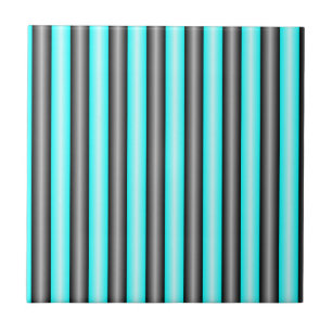 Modern Neon Blue and Black 3D Metal Effect Stripes Tile