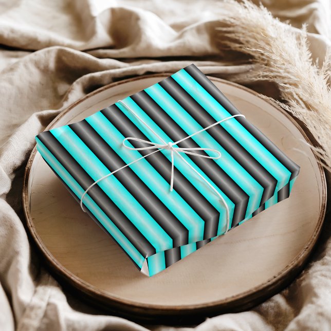 Modern Neon Blue and Black 3D Metal Effect Stripes Tissue Paper (Creator Uploaded)