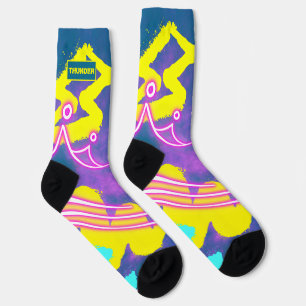 Modern Neon Blue Yellow Graffiti  Socks
