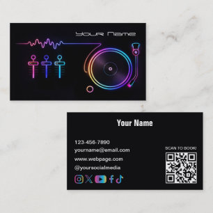 Modern Neon DJ Business Card