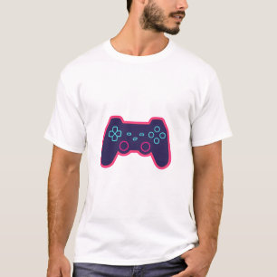 Modern Neon Gaming Controller White Cotton T-Shirt