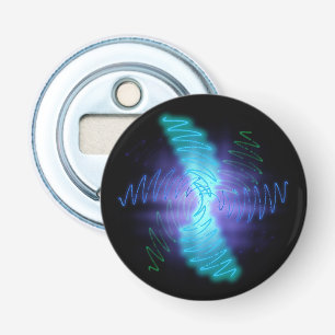 Modern Neon Glowing Sound Waves Bottle Opener