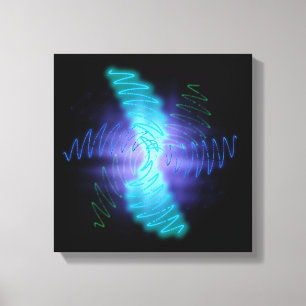 Modern Neon Glowing Sound Waves Canvas Print