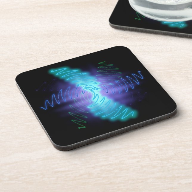 Modern Neon Glowing Sound Waves Coaster (Left Side)