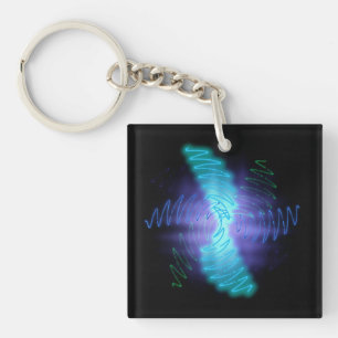 Modern Neon Glowing Sound Waves Keychain
