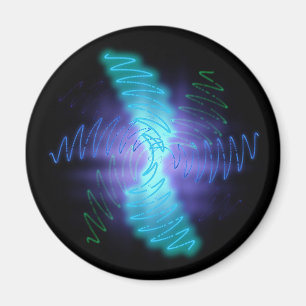 Modern Neon Glowing Sound Waves Magnet