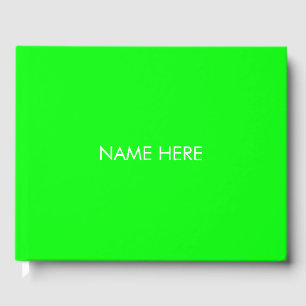 Modern neon green screen bright solid cool custom guest book