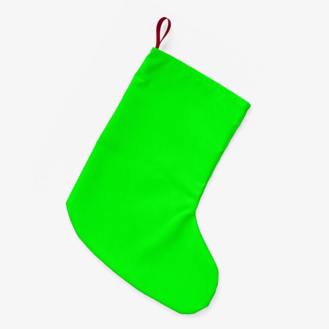 Modern neon green screen bright solid plain small christmas stocking (Front (Hanging))