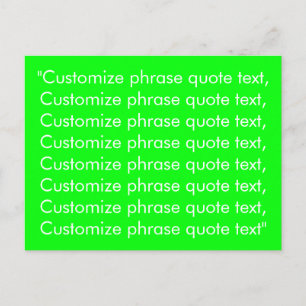 Modern neon green screen custom text quote cool postcard