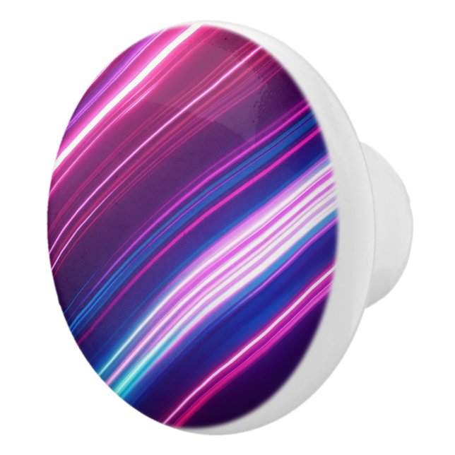 Modern Neon Light Streak Abstract Design Ceramic Knob (Right)