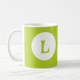 Modern Neon Lime Green Monogram Initial Coffee Mug