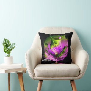Modern Neon Party Time Personalized Throw Pillow