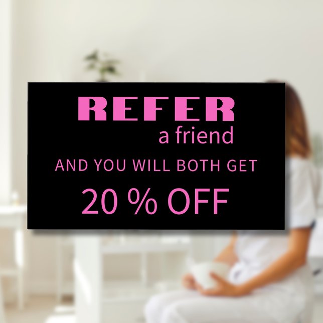 Modern Neon Pink Black Referral Cards (Creator Uploaded)