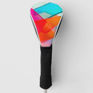 Modern Neon Pink Blue Geometric Abstract Layers Golf Head Cover