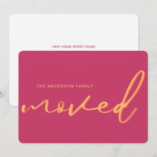 Modern Neon Pink Bright New Address Moving Announcement