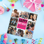 Modern Neon Pink Friends Photo Collage Birthday Card<br><div class="desc">This modern and fun birthday card is perfect for your friend or family member. It features an eight photo collage grid, bold font, handwritten signature typography, and a special message to the birthday girl with her age displayed proudly. (The age can be changed to any number.) The colour scheme includes...</div>