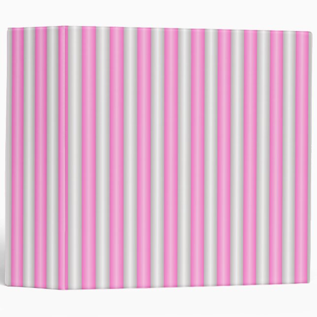 Modern Neon Pink Stripes with 3D Effect Binder (Front/Spine)
