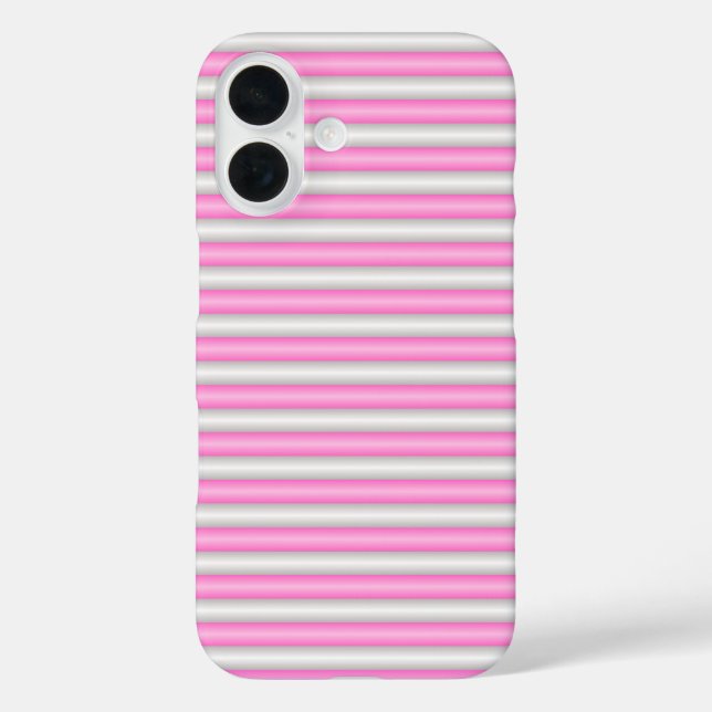 Modern Neon Pink Stripes with 3D Effect Case-Mate iPhone Case (Back)