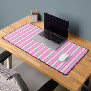 Modern Neon Pink Stripes with 3D Effect Desk Mat