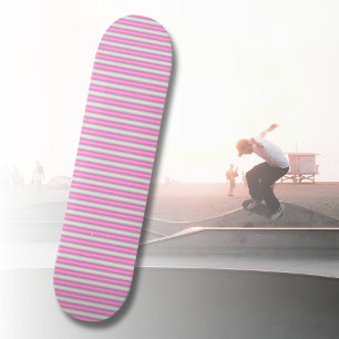 Modern Neon Pink Stripes with 3D Effect Skateboard
