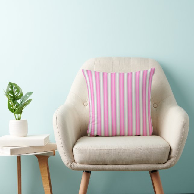 Modern Neon Pink Stripes with 3D Effect Throw Pillow (Chair)