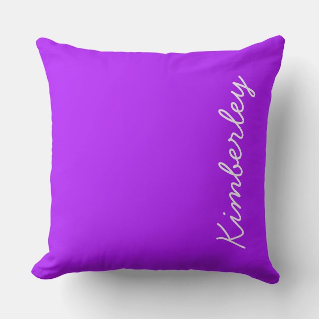 Modern neon purple trendy fashion colours monogram outdoor pillow (Front)
